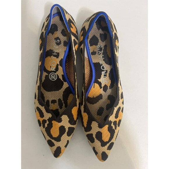 Rothy's Pointed Toe Flats Large Leopard Print Sz 9 - Picture 1 of 8